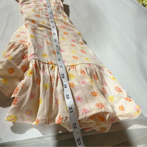 ELODIE ~ Cream Floral Mini Dress Adjustable Tie Straps 90s 70s Y2K - Picture 11 of 11